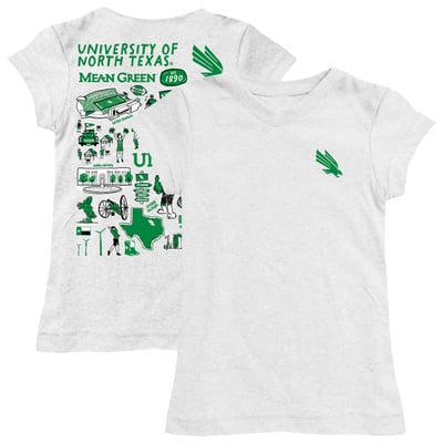  North Texas Mean Green Vive La Fete Youth Impressions Artwork Fitted T-Shirt - White